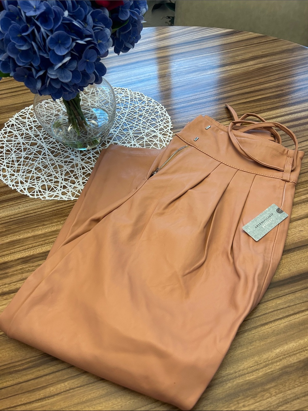 Peach Leather Like pants from Antropologie Petites